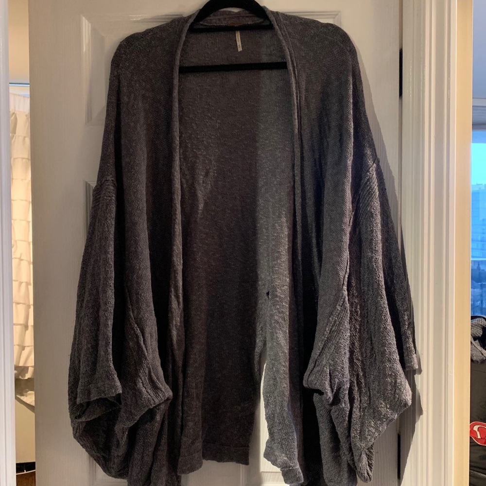 Free People Gray Open Sweater